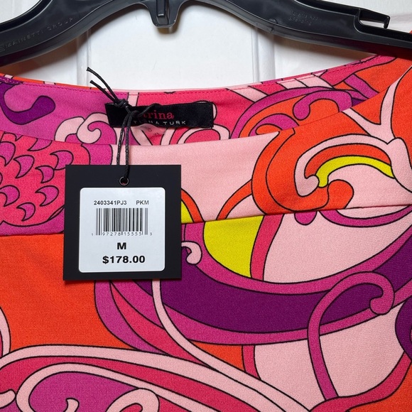 Trina Turk Woman’s Floral Print Dress Size Medium NWT Open Tie Sleeve Colorful - Picture 2 of 5